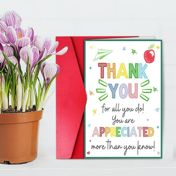 Greeting Card Teacher Appreciation Card Bulk for Teacher's Day - Thank You Note for Dedication and