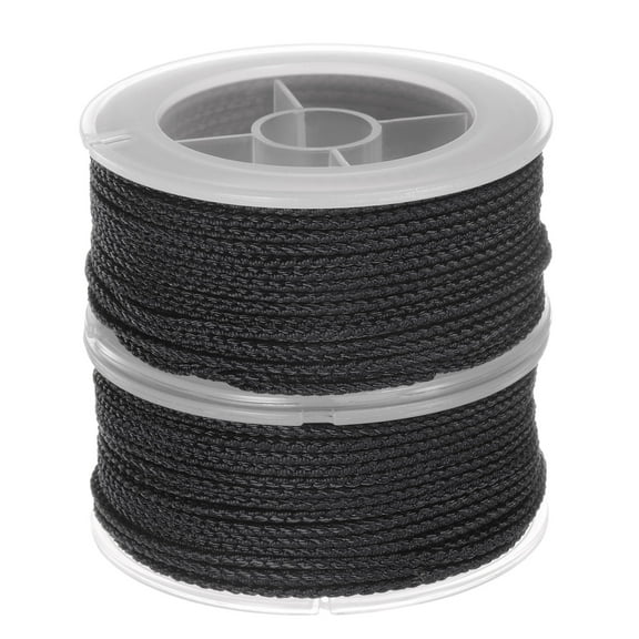 2 Packs Nylon Thread Twine Beading Cord 1.6mm Extra-Strong Braided Nylon Crafting String 16M/52 Feet, Black