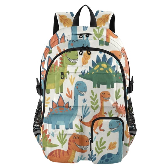 DIXRUYEE Dinosaurs Backpack for School 14”Laptop Compatible with Reflective Safety Strips