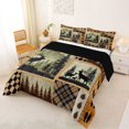 thumbnail image 2 of Castle Fairy Rustic Wood Patchwork Deer Full Size Comforter Sets 3-Piece,Pine Cone Paw Plaid Birch Bedding Comforter Set,Tan Cream Brown,Black Reversible,1 Comforter and 2 Pillowcases, 2 of 6