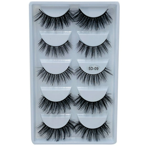 Pestañas naturales, pestañas postizas, pestañas cortas, pestañas postizas de visón tenues, 5 pares de pestañas postizas naturales, maquillaje natural, cejas postizas negras gruesas.