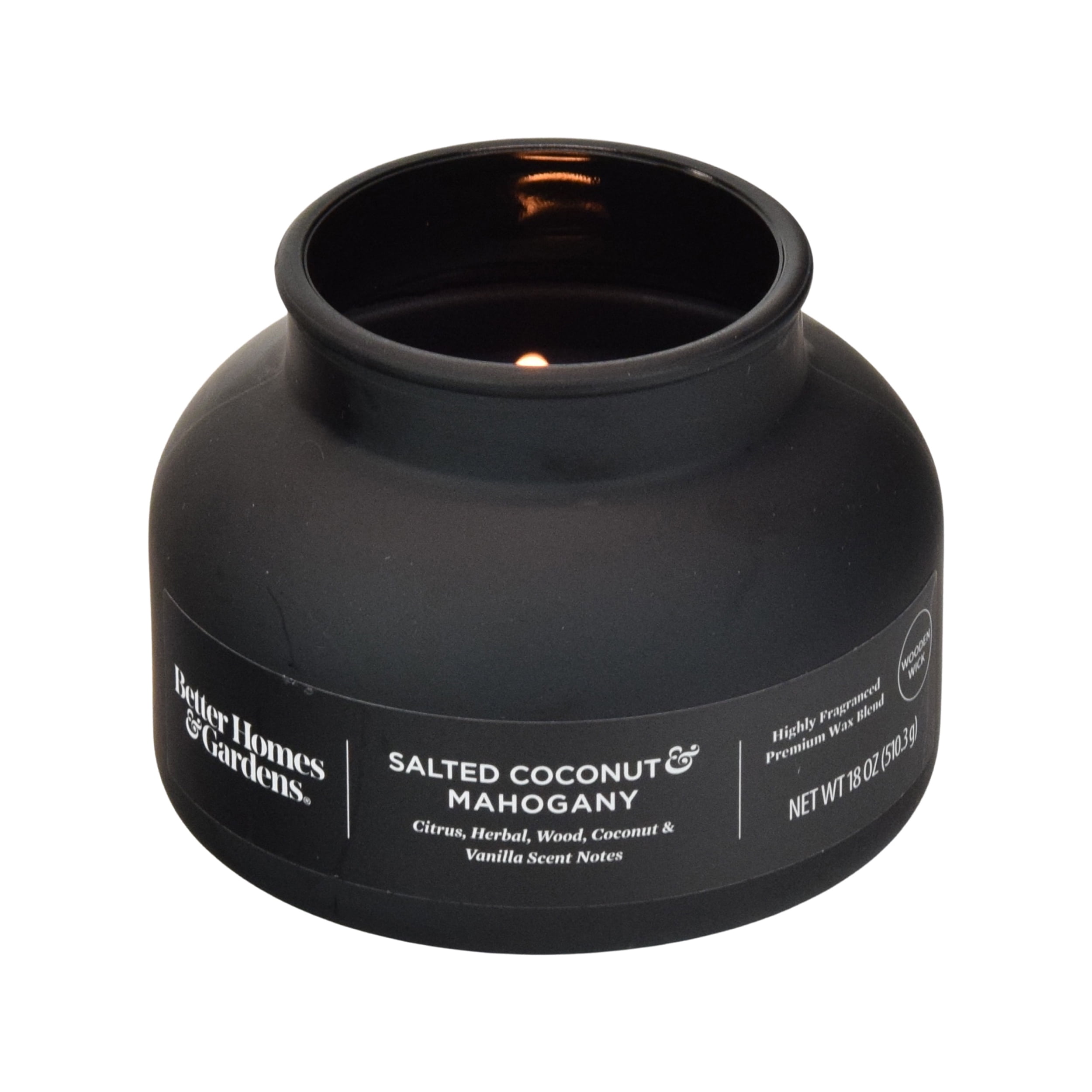 (4 pack) Better Homes and Gardens Salted Coconut Mahogany Scented Wooden Wick Bell Jar Candle 18oz.