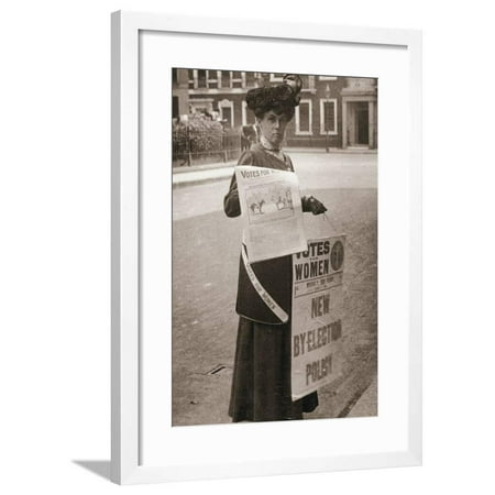 Miss Kelly, a suffragette, selling Votes for Women, July 1911 Framed Print Wall