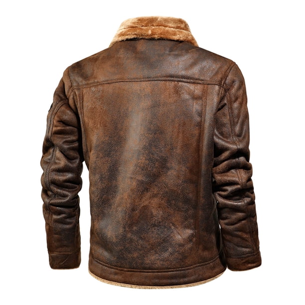 WXLWZYWL Winter Coat For Men,Bomber Faux Leather Jacket For Men