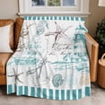 thumbnail image 2 of Retro Lighthouse Flannel Blanket for Bed,Travel and Camping, Ocean Starfish Shell Coral Teal Art Super Soft Cozy Blanket for All Seasons 40"x50", 2 of 7