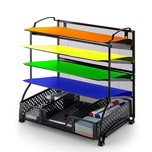 Simple Trending 5Trays Mesh Desk File Organizer Vertical Document