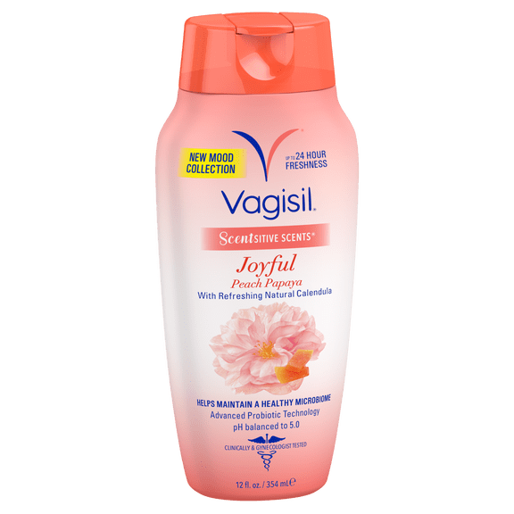 Vagisil Sensitive Scents Feminine Wash, Joyful Peach Papaya 12 fl. oz., 3 Pack