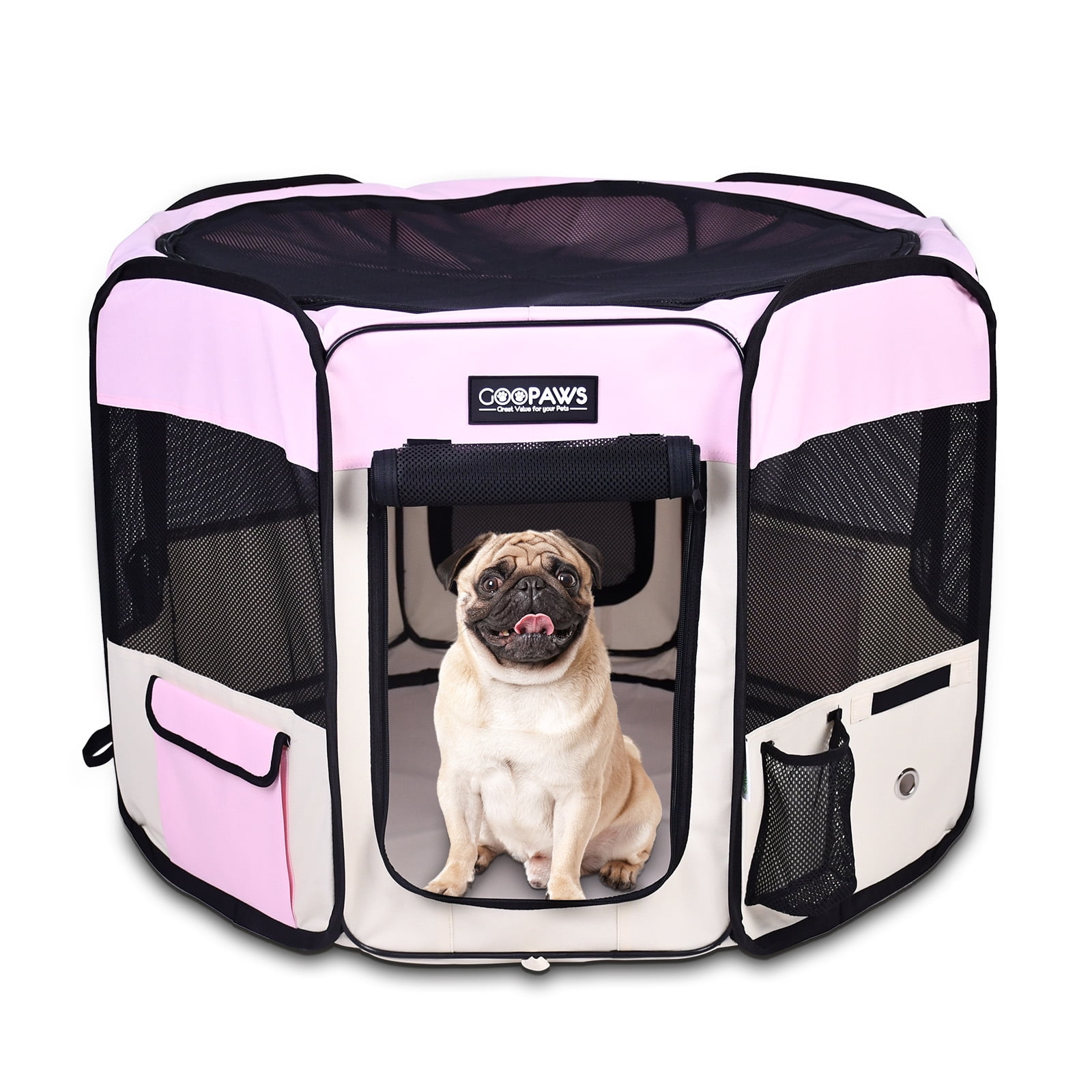 GOOPAWS Pet Dog Playpens 36", 45" & 61" Portable Soft Dog Exercise Pen Kennel with Carry Bag for Puppy Cats Kittens Rabbits, Indoor/Outdoor Use