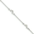 thumbnail image 1 of 925 Sterling Silver 1.5mm Polished Dolphin Chain Anklet with 1in Extender Length, 1 of 2