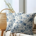 thumbnail image 6 of Blue Floral Pillow Covers 18x18 Inch Set of 2 Blue and Cream Chinoiserie Flower Outdoor Decorative Throw Pillows Vintage Rustic Toile Pillowcases Cushion Covers for Couch Home Decor, 6 of 6
