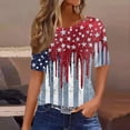 thumbnail image 2 of LWavelet Fourth of July Shirts for Women 3/4 Length Sleeve Tops Round Crew Casual Patriotic Fireworks USA Flag Tee Light Gray 3XL, 2 of 4