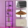 thumbnail image 5 of 6 Tier Corner Shelf with LED Light, 67.5” Tall Standing Shelf Organizer, Narrow Bookshelf with Storage Rack for Wall Corner, Living Room, Bedroom, Metal Frame, Wood Display Shelf, 5 of 8