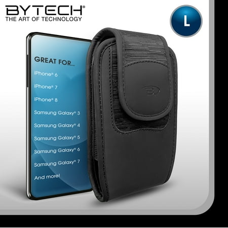 Bytech Large Vertical Universal Smartphone Holster Case – Compatible with iPhone 6, iPhone 7, iPhone 8, Samsung Galaxy 3, Samsung Galaxy 4, Samsung Galaxy 5, Samsung Galaxy 6, Samsung Galaxy 7, More