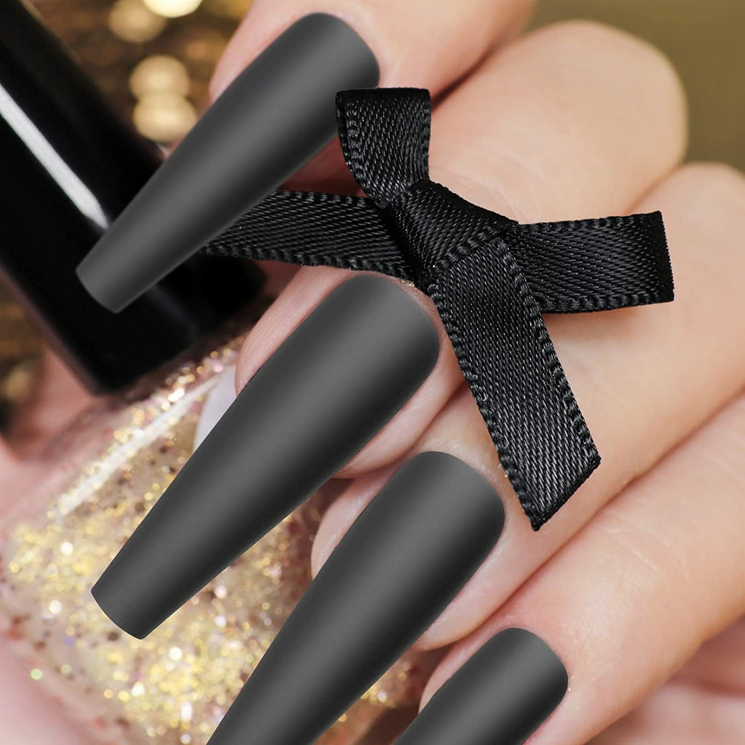 Medium Length 3D Rhinestone Coffin False Nails 1 In Black, Nude, And Pink  Matte Finish Perfect For Acrylic Art And Makeup From Sophine01, $7.49