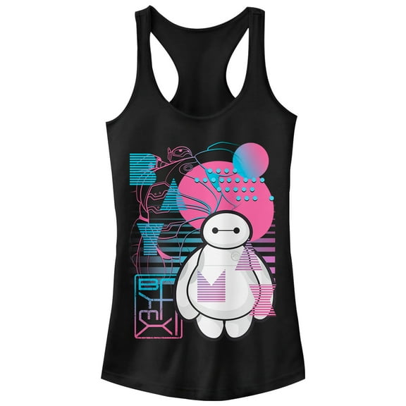 Junior's Big Hero 6 Retro Baymax Racerback Tank Top Black X Large