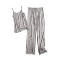 thumbnail image 5 of Aobny Cooling Pajamas for Women Modal Sleeveless Plain Pjs Sets Spaghetti Strap with Pants Ladies Loungewear Sets,Gray,L, 5 of 6