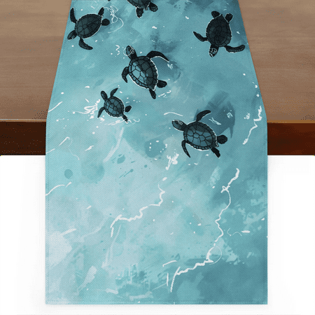

Qzaxky Table Runner Boho Table Runner Summer Beach Sea Turtle Bohemian Boho Outdoor Table Runner Decoration for Indoor Outdoor Home Dinner Party Wedding Decor 13 x 60 Inch