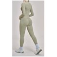 thumbnail image 2 of Top-kevin 2 Piece Seamless Ribbed Workout Sets With Zip Up Jacket High Waisted Gym Yoga Leggings, 2 of 6