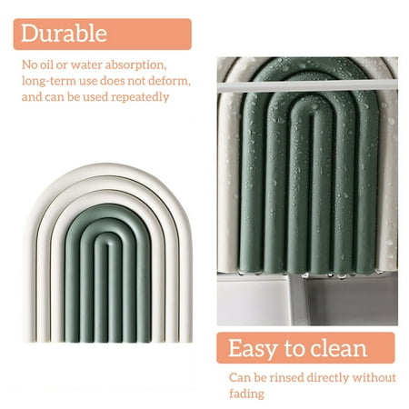 

10PCS Rainbow-shaped Insulation Coasters Bottles Mats Reusable Heat-resistance Thicken Anti-scalding Placemat Kitchen Accessories Grey Green gray green