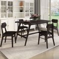 thumbnail image 2 of Dining Table Set for 4, 5 Piece Mid-Century Table and Bench and 4 Faux Leather Dining Chairs for Home Kitchen Dining Room,Wood Kitchen Table Set for 4(Wenge), 2 of 7