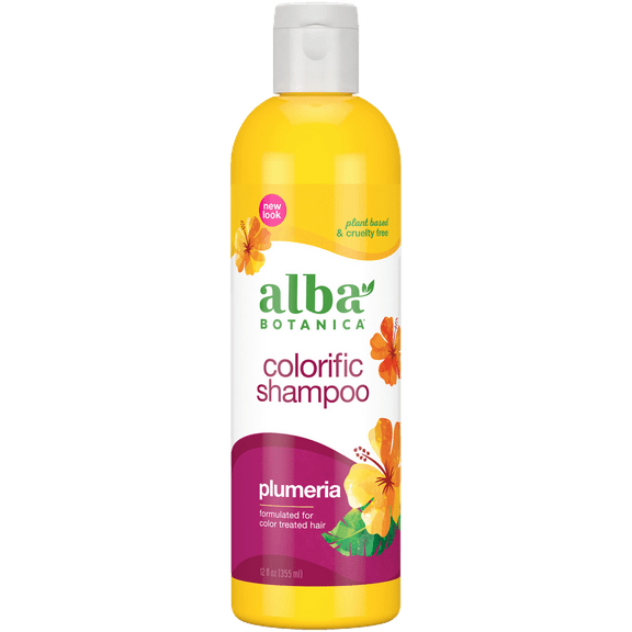 Alba Botanica Colorific Shampoo for Color Treated Hair, Plumeria, 12 FL OZ