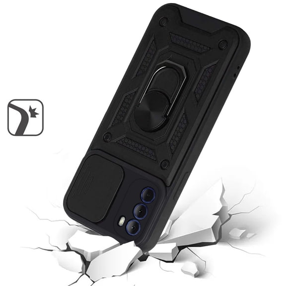 For Motorola Moto G Stylus 5G 2022 Hybrid Cases with Camera Lens Cover and Ring Holder Kickstand Rugged Dual Layer Hard Cover ,Xpm Phone Case [ Black ]