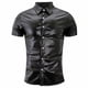 thumbnail image 3 of pstuiky camisetas camisas para hombre, Camisa de manga corta para discoteca, color liso, con botones y cuello alto, para hombre camisetas de hombre xxl, 3 of 3