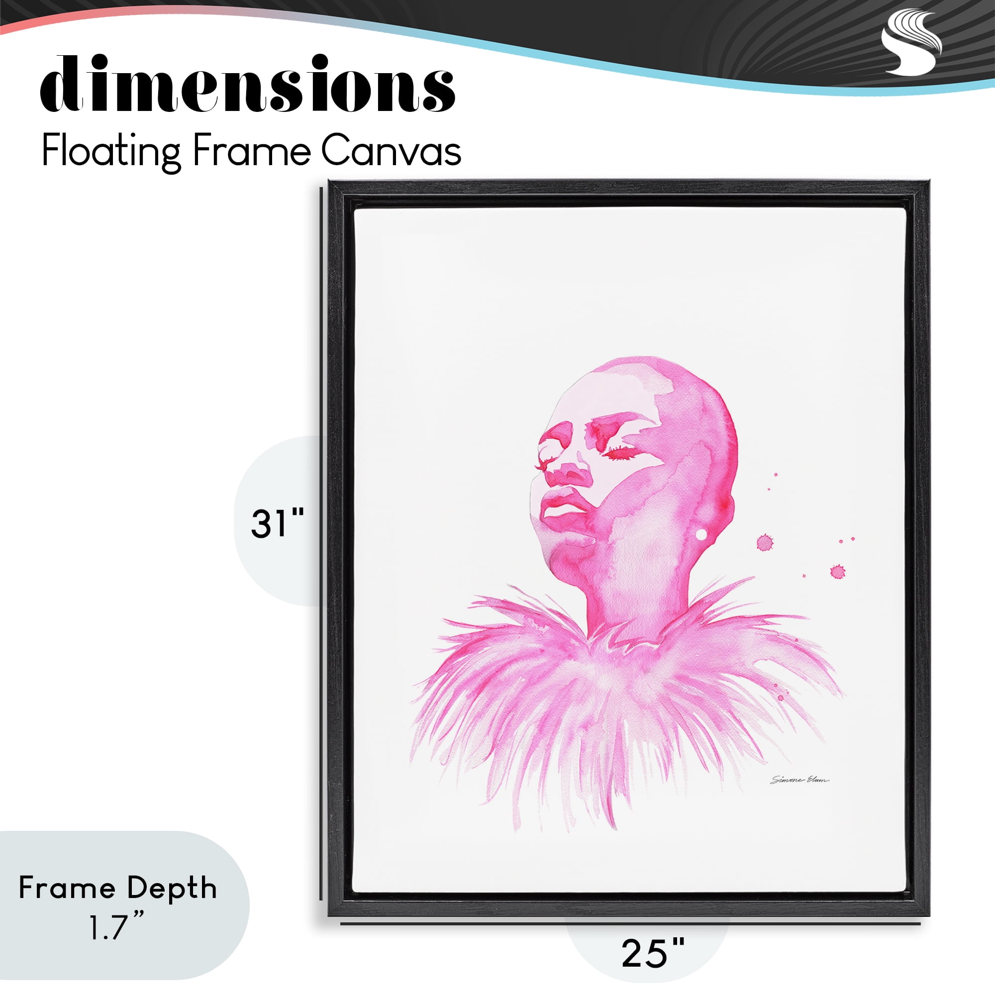 Stupell Industries In A Pink Mood Portrait Black Framed Floater Canvas Wall Art, design by Simone Elum