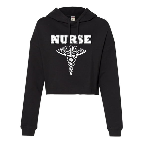 Womens Nurse Logo Cropped Hooded Sweatshirt