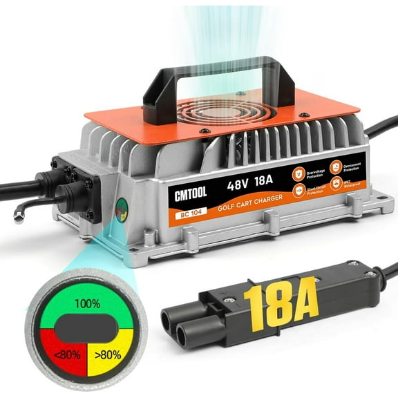 MRCARTOOL 18 AMP 48 Volt Golf Cart Battery Charger for Yamaha G19-G22, IP67 Waterproof 48V Trickle Charger, Fully Automatic, for Lead-Acid Batteries