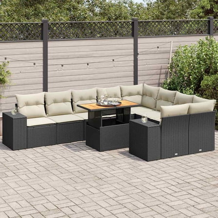 vidaXL Garden Sofa Set Black
