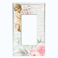 thumbnail image 5 of Metal Light Switch Plate Outlet Cover Musical Floral Cupid Striped Wallpaper Green AGL001, 5 of 13