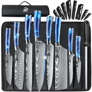 DFITO 9-Piece Kitchen Knife Set, Stainless Steel Professional Cutlery Knife with Sheaths, Storage Bag