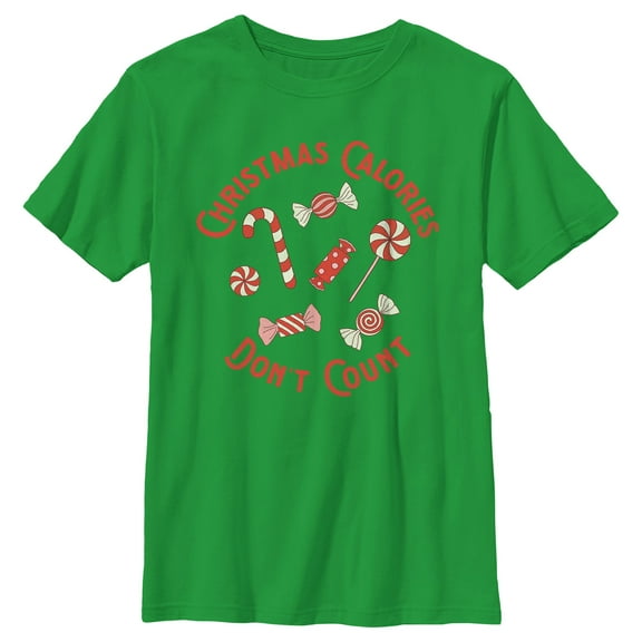 Boy's Lost Gods Christmas Calories Don't Count Graphic Tee Kelly Green Medium