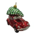 thumbnail image 2 of Red Volkswagen Beetle Car with Tree Polish Glass Christmas Ornament VW Bug, 2 of 4
