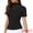 Black, variant on Women's Mock Turtle Neck Short Sleeve Top Sheer Mesh Shirts S Coffee