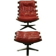 thumbnail image 2 of ACME Fauteuil Swayback Capitonné avec Ottoman en Cuir Grain Supérieur Rouge Antique, 2 of 9