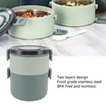 thumbnail image 3 of Hot Food Thermos, All in One Stackable Lunch Box, Portable Insulated Lunch Box, Stainless Steel Thermal Compartment, Snack Lunch Box[Green], 3 of 9