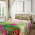 thumbnail image 2 of Ambesonne Modern Fitted & Top Sheet Set with Shams, Tulips Urban Graphic, Pink Green, 2 of 5