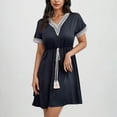 thumbnail image 1 of JMKQLZ Mode Femmes Robe en Dentelle à Manches Courtes Col en V Couleur Unie Taille Élastique, 1 of 6