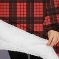 thumbnail image 3 of Oversized Wearable Blanket Hoodie,Red and Black Christmas Plaid Pattern Sherpa Blanket Hoodie with Super Pockets,Super Warm Fuzzy Pullover for Women & Men, 3 of 6