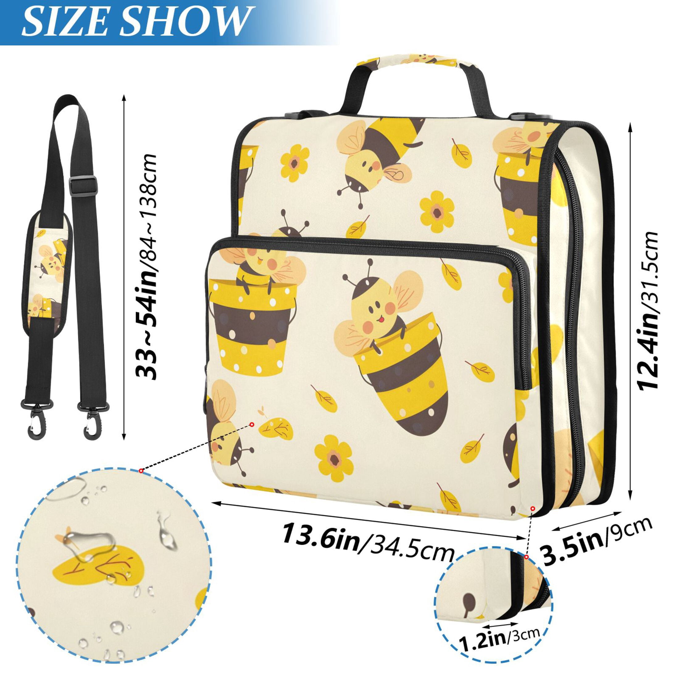 ALAZA Zipper Binder Cute Bees and Daisy 3 Ring Trapper Keeper File Folder Organizer Bag