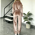 thumbnail image 6 of Szluipve 2 Piece Sets for Women Velvet Leopard Print Patchwork Tracksuit Zip Up Long Sleeve Jacket And Wide Leg Pants 2 Piece Outfit Casual Loungewear Set With Pockets Khaki S, 6 of 6