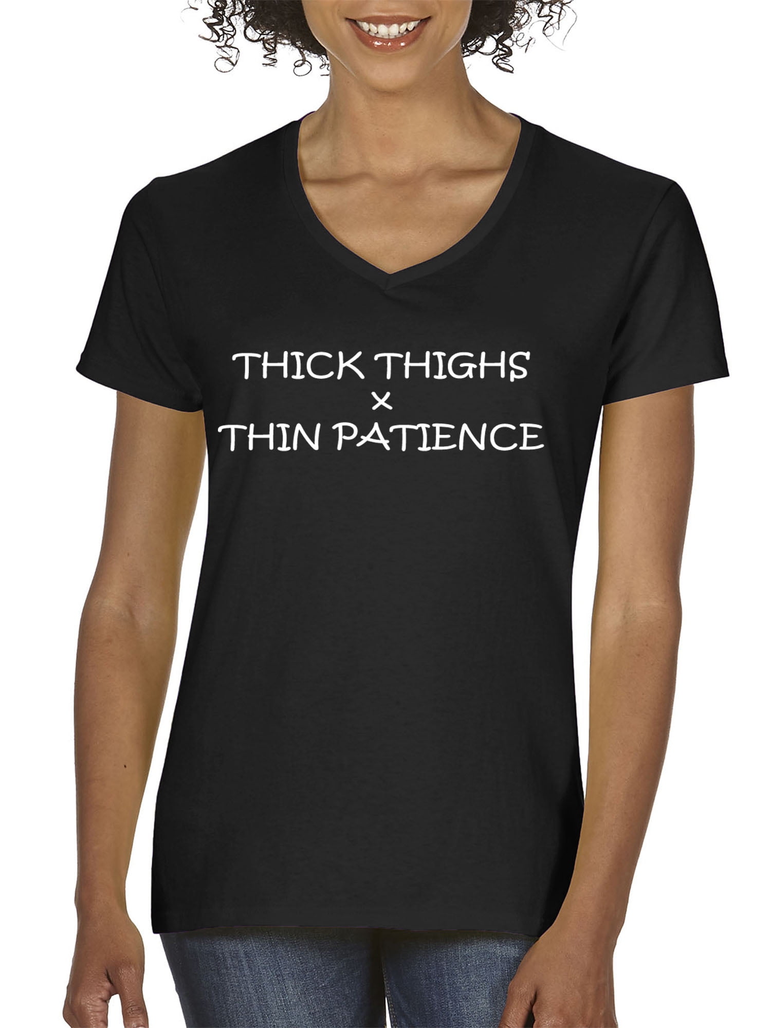 Women's V-Neck T-Shirt Thick Thighs X 