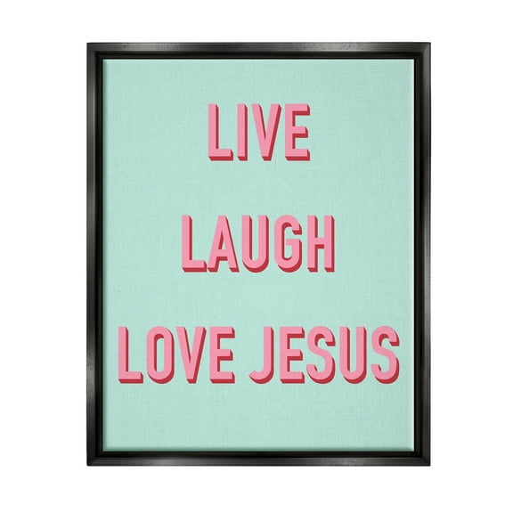 Stupell Industries Live Laugh Love Jesus Phrase Religious Painting Black Floater Framed Art Print Wall Art