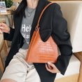 thumbnail image 3 of Sywqhk Moda Mujer Cocodrilo Patrón Triángulo Axila Bolso Pu Bolsos (Marrón) Sywqhk Para estrenar, 3 of 9