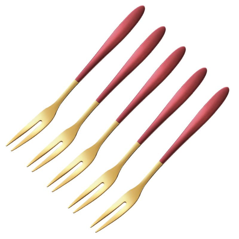 Set of 5 Appetizer Small Forks 5 Inch Colorful Stainless Steel Dessert
