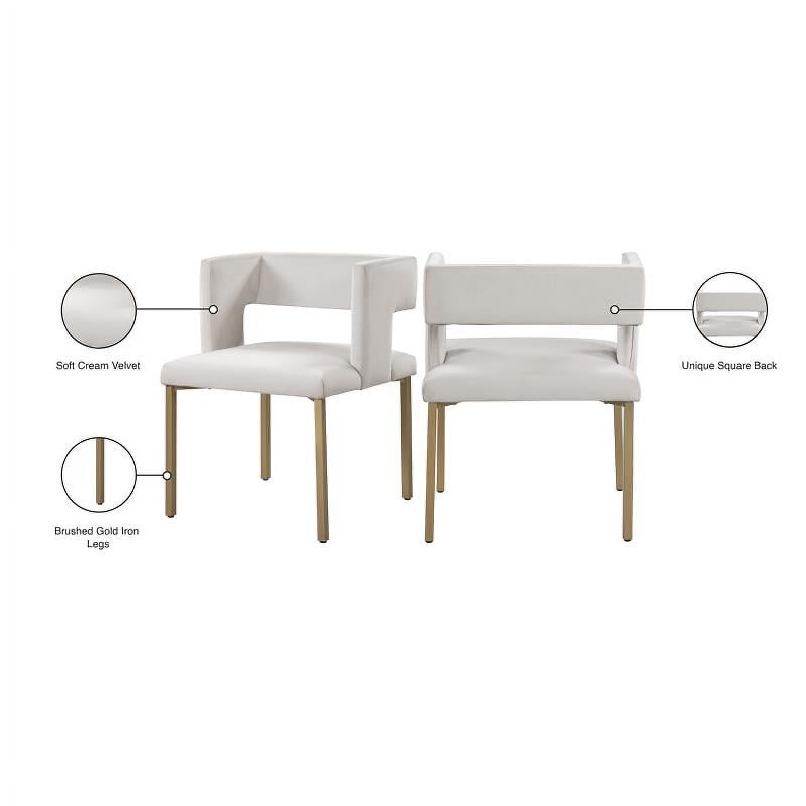 Meridian Furniture Caleb Cream Velvet Dining Chair (Set of 2) - image 4 of 5