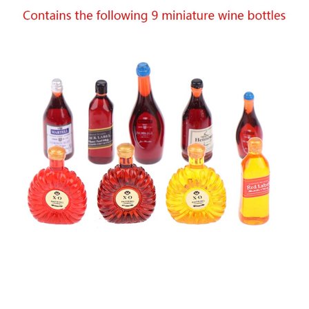 9pcs doll house world famous foreign wine XO whiskey miniature food play