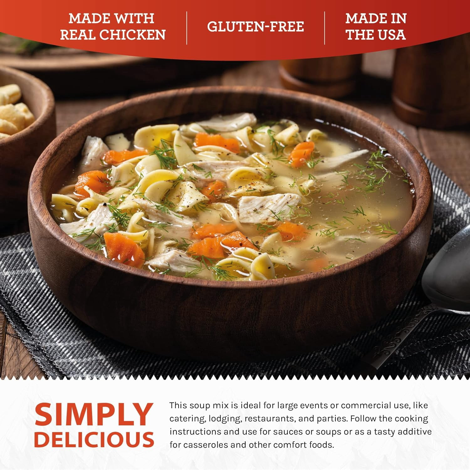 ReadyWise Simple Kitchen|Professional Series|Restaurant-Quality|Chicken Noodle Soup Mix 16 Servings per Pouch|Restaurants, Emergency Food Storage, Meal Prep, Vegetarian & Gluten-Free, Pack of 4
